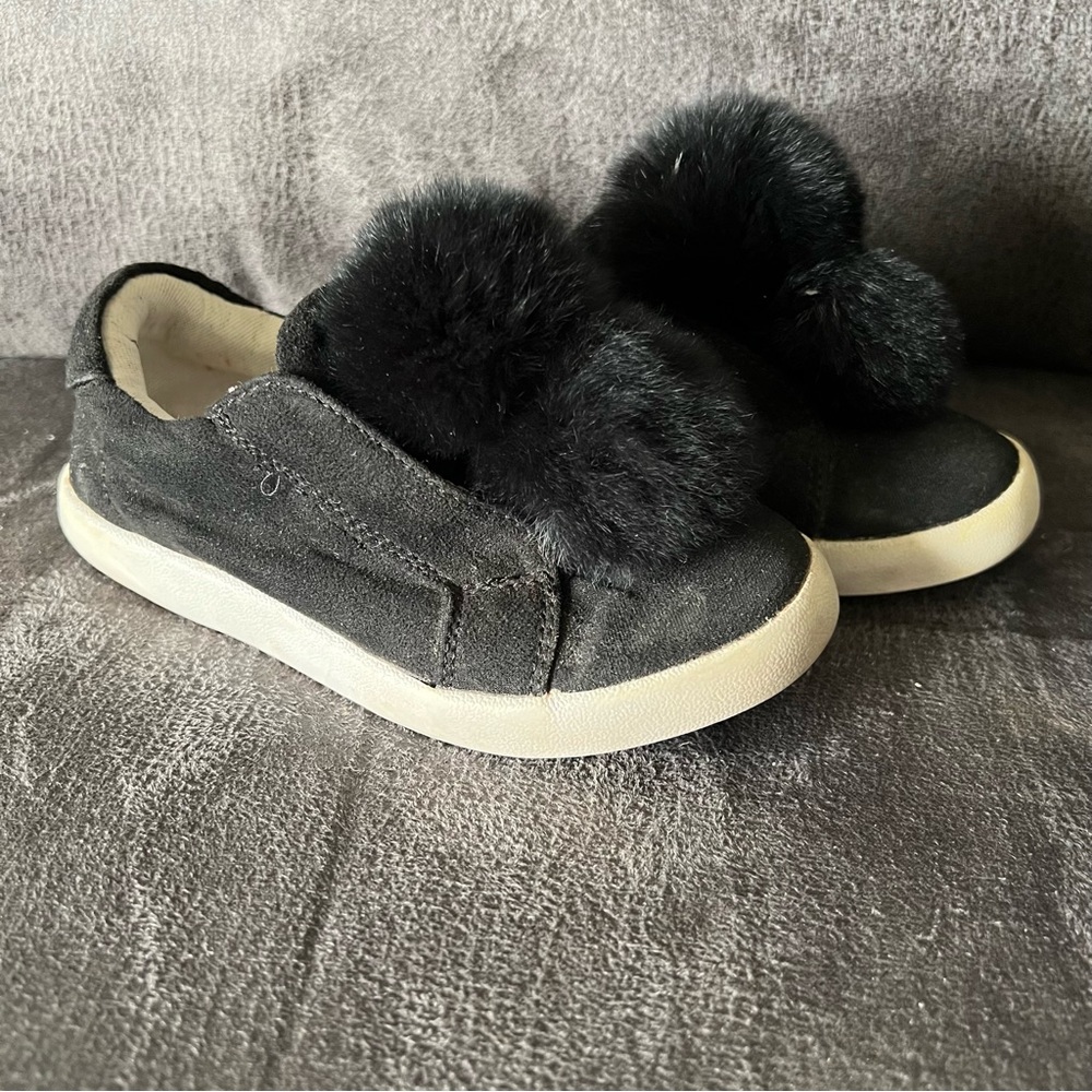 Black Kids Shoes with Pom Poms